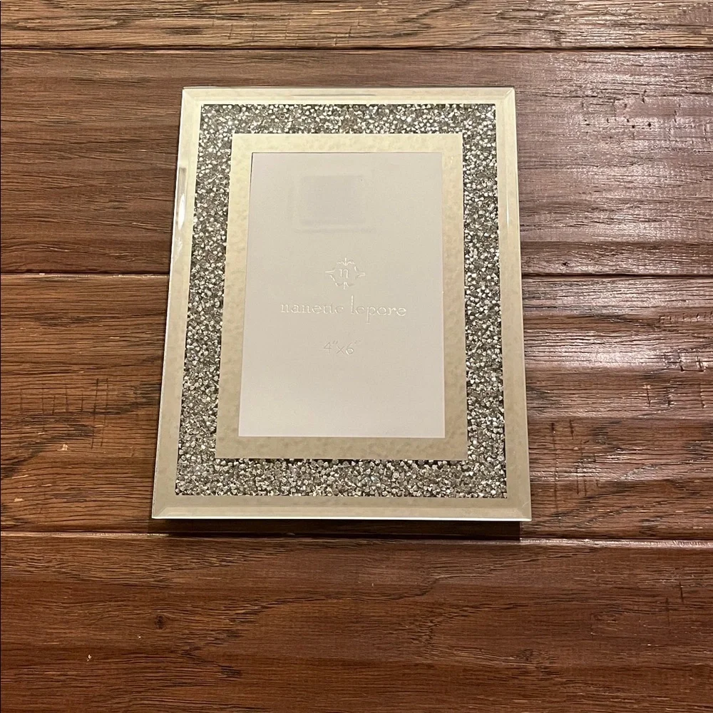 Nanette Lepore Mirrored Silver Rhinestone Picture Frame 4” x 6”